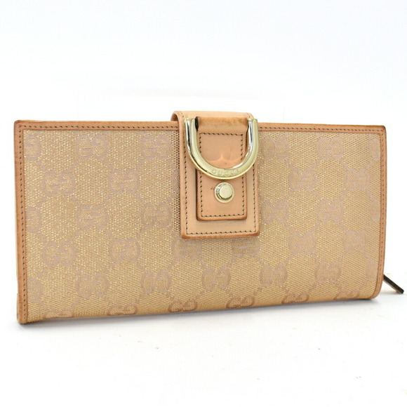 Gucci Bi fold Long Wallet GG Canvas Leather Beige - Picture 1 of 9